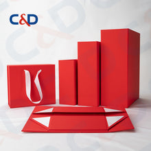 Load image into Gallery viewer, FOLDABLE PAPER BOX WITH OR WITHOUT RIBBON HANDLE-IN STOCK - C&amp;D PAPER PACKAGING
