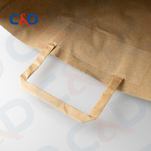 Load image into Gallery viewer, NATURAL/WHITE KRAFT PAPER RECYCLED SHOPPING PAPER BAG WITH FLAT HANDLE - C&amp;D PAPER PACKAGING
