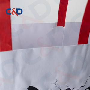 NATURAL/WHITE KRAFT PAPER RECYCLED SHOPPING PAPER BAG WITH FLAT HANDLE-TURN OVER TOP - C&D PAPER PACKAGING