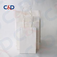 Load image into Gallery viewer, NATURAL/WHITE KRAFT PAPER RECYCLED SHOPPING PAPER BAG WITH TWISTED HANDLE - C&amp;D PAPER PACKAGING
