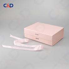 Load image into Gallery viewer, Gift box with Bowtie-Magnetic Lid- Foldable-Pink-IN STOCK - C&amp;D PAPER PACKAGING
