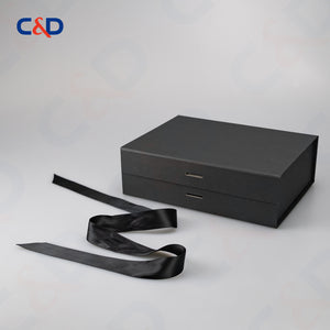 Gift box with Bowtie-Magnetic Lid- Foldable-Black-IN STOCK - C&D PAPER PACKAGING