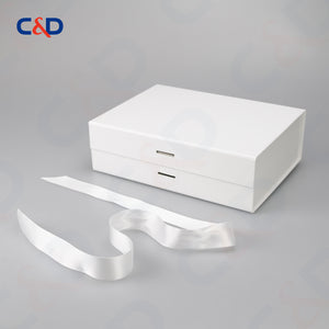 Gift box with Bowtie-Magnetic Lid- Foldable-White-IN STOCK - C&D PAPER PACKAGING