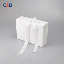 Load image into Gallery viewer, Gift box with Bowtie-Magnetic Lid- Foldable-White-IN STOCK - C&amp;D PAPER PACKAGING
