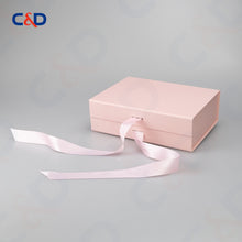 Load image into Gallery viewer, Gift box with Bowtie-Magnetic Lid- Foldable-Pink-IN STOCK - C&amp;D PAPER PACKAGING
