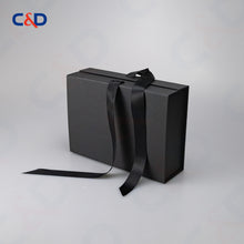 Load image into Gallery viewer, Gift box with Bowtie-Magnetic Lid- Foldable-Black-IN STOCK - C&amp;D PAPER PACKAGING
