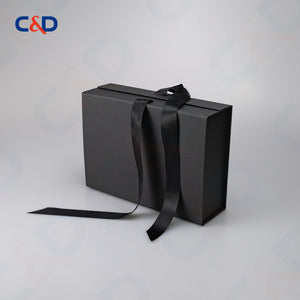 Gift box with Bowtie-Magnetic Lid- Foldable-Black-IN STOCK - C&D PAPER PACKAGING