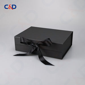 Gift box with Bowtie-Magnetic Lid- Foldable-Black-IN STOCK - C&D PAPER PACKAGING