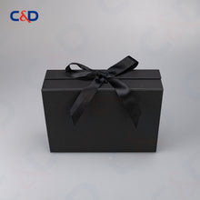 Load image into Gallery viewer, Gift box with Bowtie-Magnetic Lid- Foldable-Black-IN STOCK - C&amp;D PAPER PACKAGING
