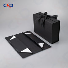 Load image into Gallery viewer, Gift box with Bowtie-Magnetic Lid- Foldable-Black-IN STOCK - C&amp;D PAPER PACKAGING
