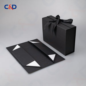 Gift box with Bowtie-Magnetic Lid- Foldable-Black-IN STOCK - C&D PAPER PACKAGING