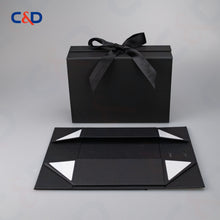 Load image into Gallery viewer, Gift box with Bowtie-Magnetic Lid- Foldable-Black-IN STOCK - C&amp;D PAPER PACKAGING
