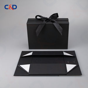 Gift box with Bowtie-Magnetic Lid- Foldable-Black-IN STOCK - C&D PAPER PACKAGING