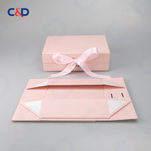 Load image into Gallery viewer, Gift box with Bowtie-Magnetic Lid- Foldable-Pink-IN STOCK - C&amp;D PAPER PACKAGING
