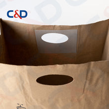 Load image into Gallery viewer, NATURAL/WHITE KRAFT PAPER RECYCLED SHOPPING PAPER BAG WITH FLAT HANDLE - C&amp;D PAPER PACKAGING
