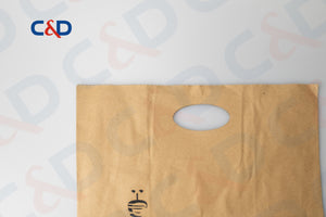 NATURAL/WHITE KRAFT PAPER RECYCLED SHOPPING PAPER BAG WITH FLAT HANDLE - C&D PAPER PACKAGING